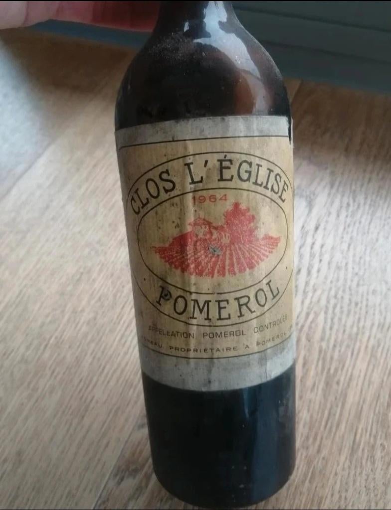 Fles Pomerol Clos l'église 1964, Ophalen of Verzenden, Nieuw, Rode wijn