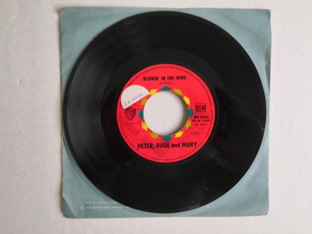 PETER, PAUL & MARY - Blowin' in the wind (45t), Enlèvement ou Envoi, Comme neuf, Pop