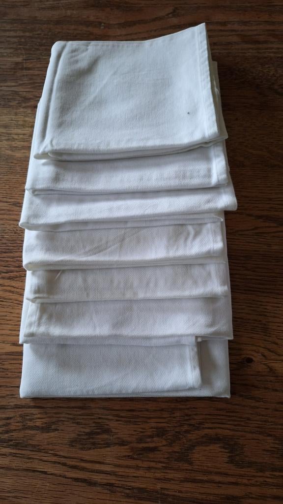7 servietten wit (50x50 cm), Ophalen of Verzenden, Gebruikt