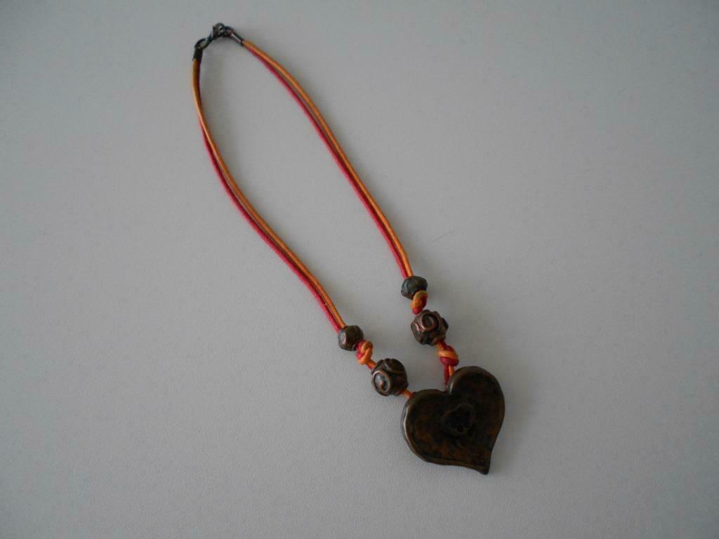 Leuke halsketting hart, Bijoux, Sacs & Beauté, Colliers, Enlèvement ou Envoi, Utilisé, Orange, Autres matériaux