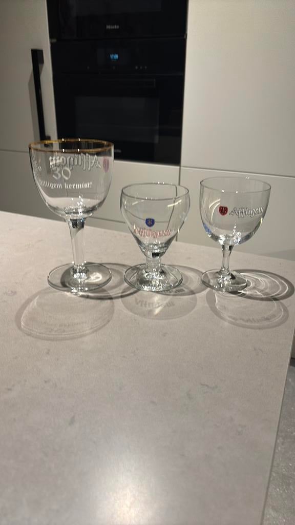 Verres Affligem 3 essais. 15 cl et 30 ans, Collections, Enlèvement ou Envoi