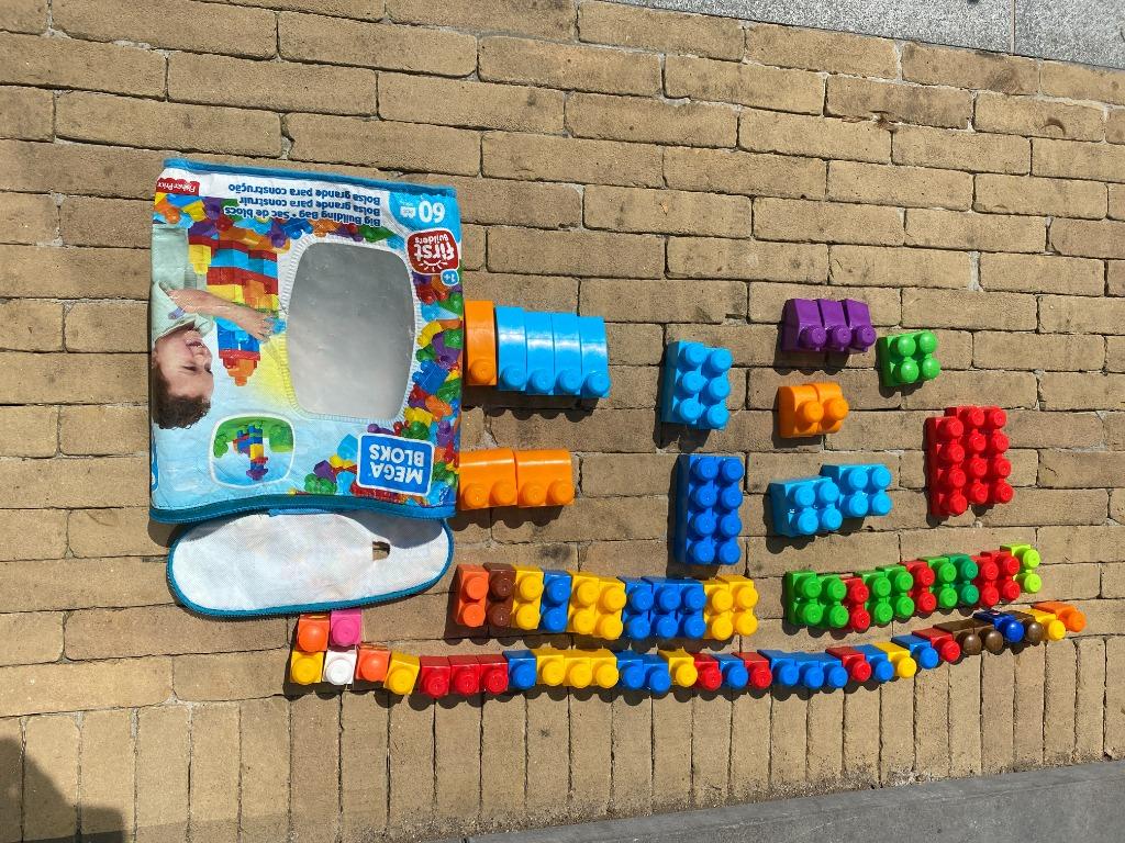 Mega Bloks bouwtas met meer dan 60 bouwstenen of blokken, Kinderen en Baby's, Ophalen of Verzenden, Gebruikt, Megabloks