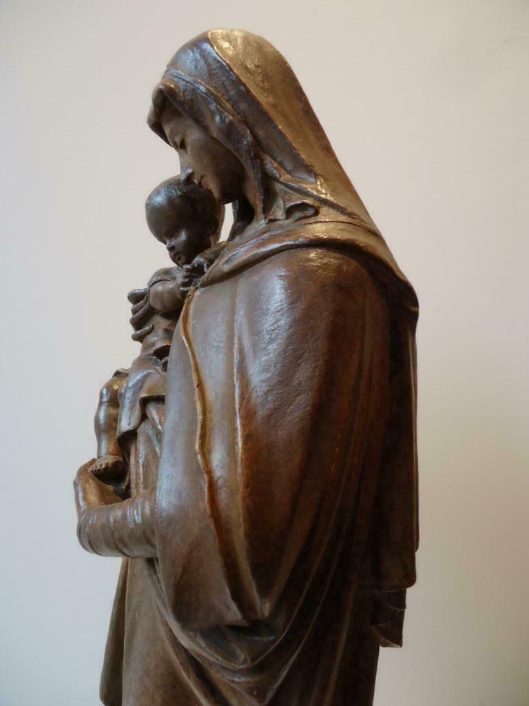 1899 Désiré DUWAERTS Diest terracotta Madonna & Kind H Maria, Antiek en Kunst, Ophalen