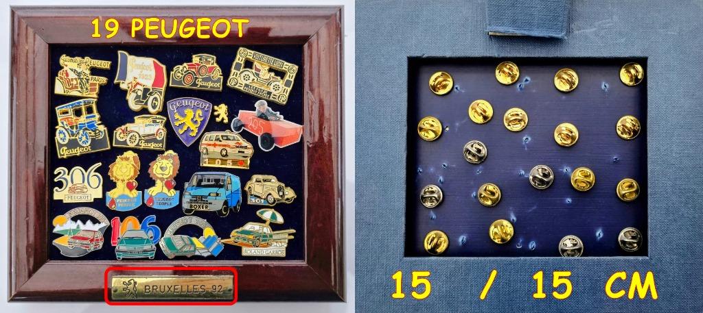 1992-BRUXELLES PEUGEOT 19 PINS AVEC CADRE  EN BOIS , Envoi