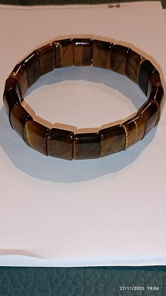 Bracelet élastique avec œil de tigre, Bijoux, Sacs & Beauté, Bracelets, Enlèvement ou Envoi, Brun, Avec pierre précieuse, Neuf