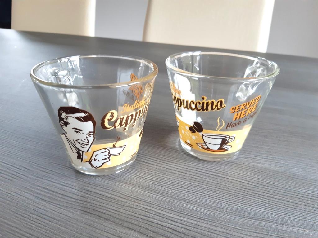 2 nieuwe cappuccino glazen, Verzenden, Nieuw, Glas of Glazen