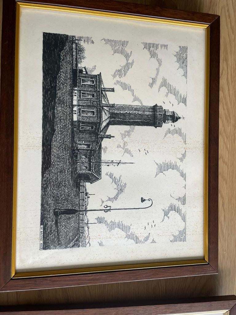 Pentekening vuurtorens, Antiek en Kunst, Kunst | Tekeningen en Fotografie, Ophalen