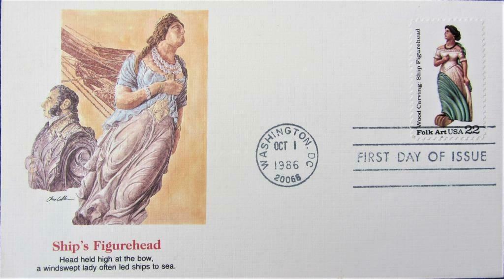 FDC- U.S.A.- KUNST- WOOD CARVING, Ophalen of Verzenden, Gestempeld, Overige thema's
