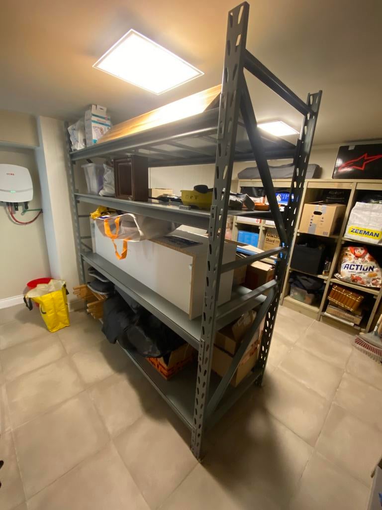 Industriële stellingkast – zeer stevig – 500 kg per plank, Ophalen, Gebruikt