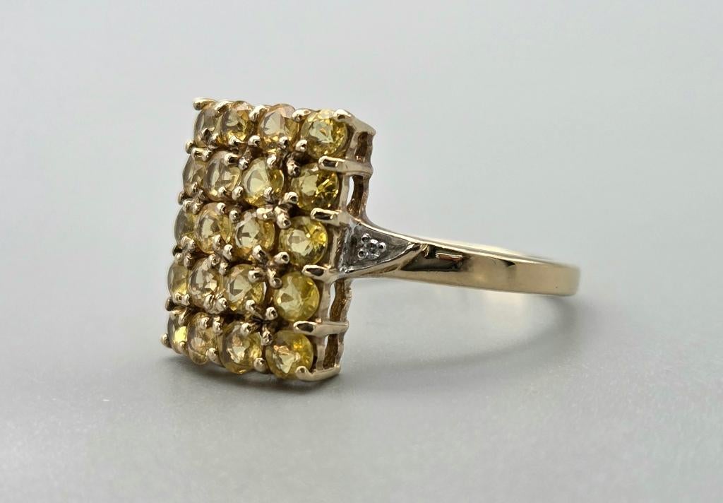 Gouden Vintage ring edelsteen saffier en diamanten. 2025/813, Bijoux, Sacs & Beauté, Bagues, Comme neuf, Femme, 17 à 18, Jaune