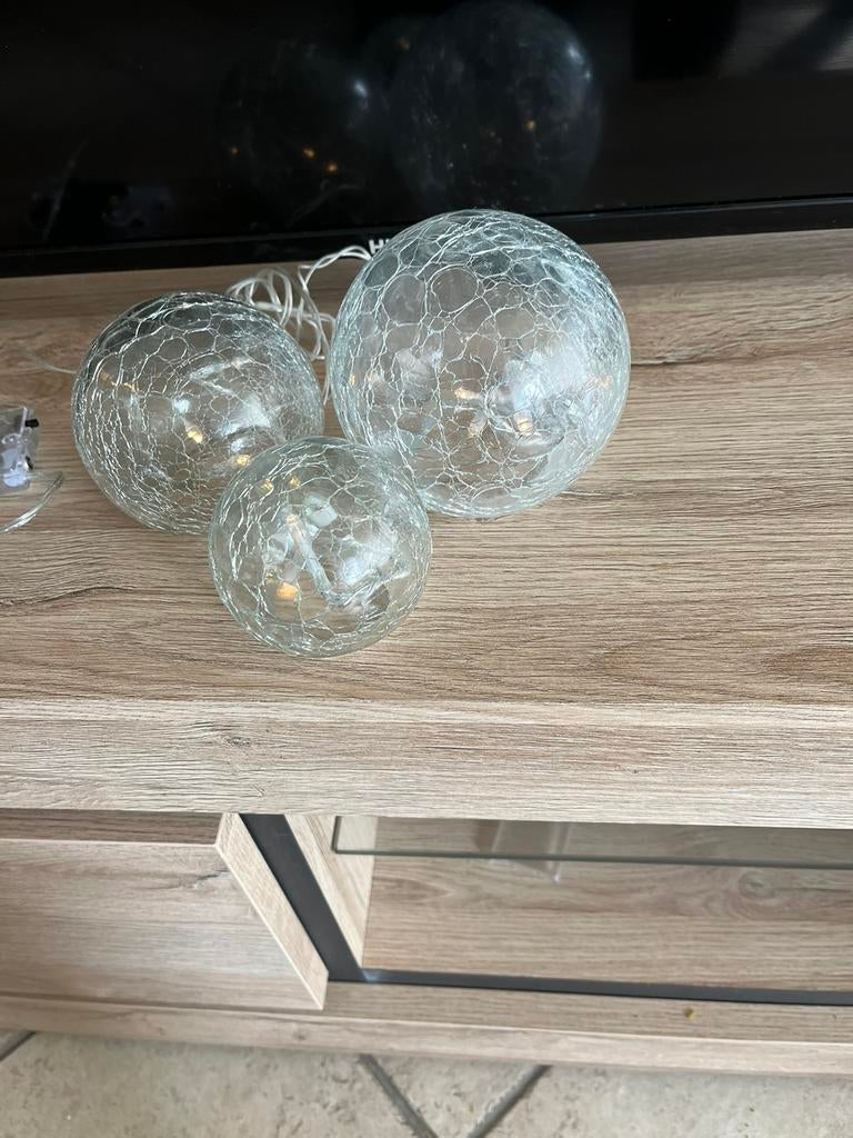 3 kerstballen met verlichting, Antiek en Kunst, Ophalen of Verzenden