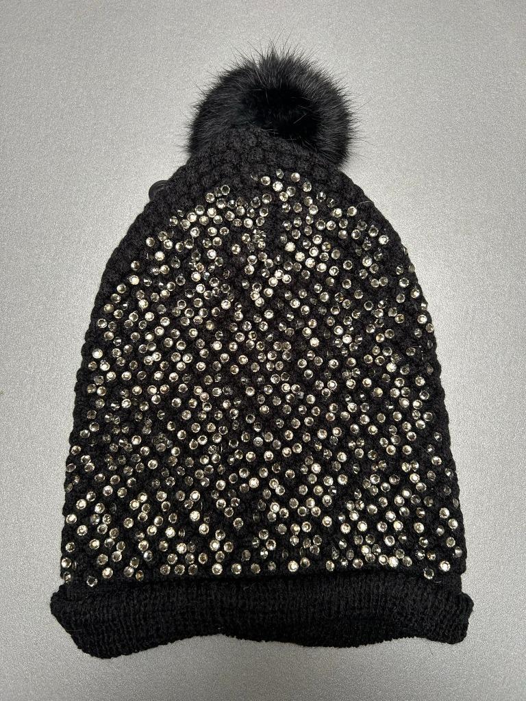 Nieuwe zwarte hoed met pompon en strass-steentjes -, Sans marque, Ophalen of Verzenden, Nieuw, Muts