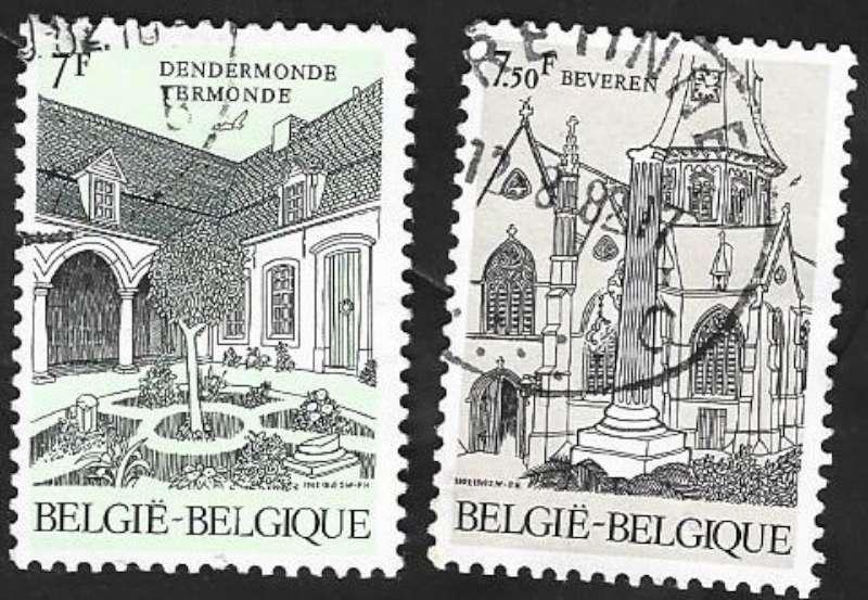 2 Postzegels België 1982 Toerisme, Postzegels en Munten, Frankeerzegel, Ophalen of Verzenden, Gestempeld, Gestempeld