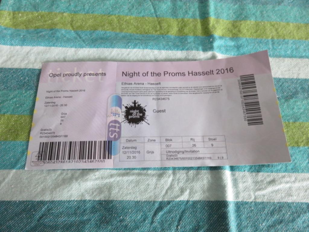 Inkomticket Night of the Proms 2016, Ophalen of Verzenden, Gebruikt