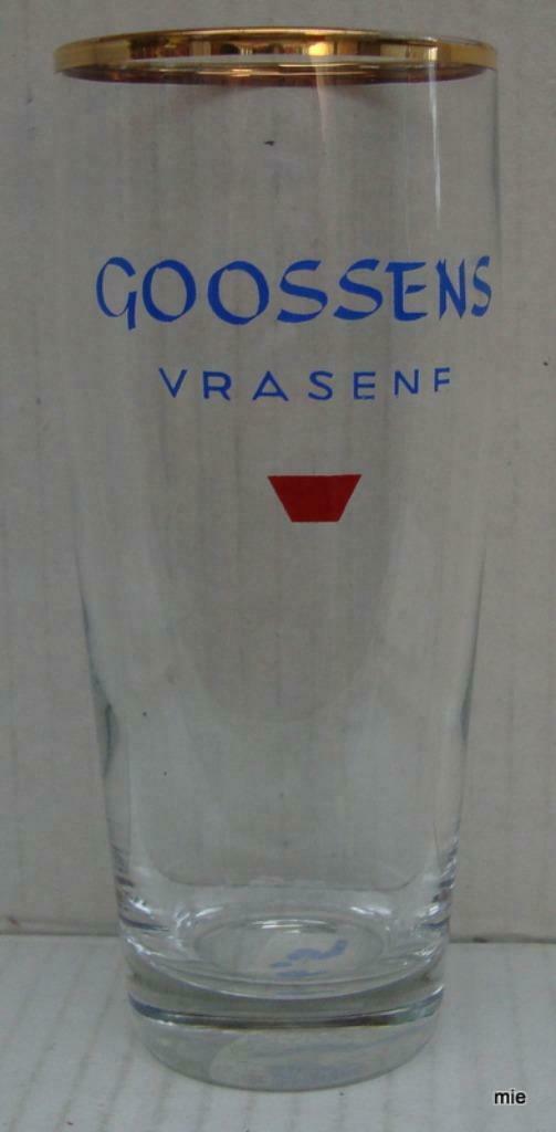 Bier brouwerij glas Goossene Vrasene blauw rood, Verzamelen, Ophalen of Verzenden, Zo goed als nieuw, Bierglas