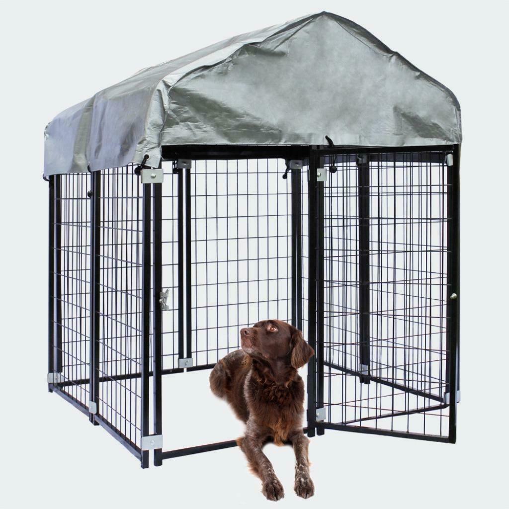Enclos chien1,21m x1,21 m avec toit chenil extérieur abri, Verzenden, Nieuw