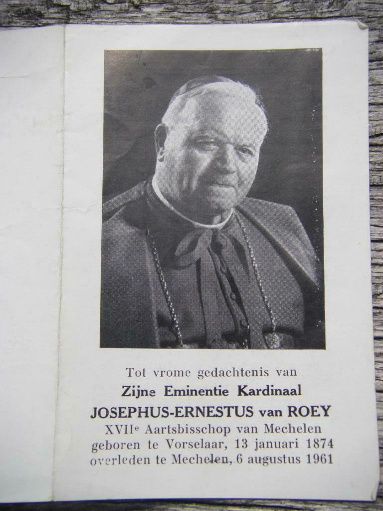 Doodsprentje Kardinaal Van Roey 1961, Verzamelen, Ophalen of Verzenden, Bidprentje