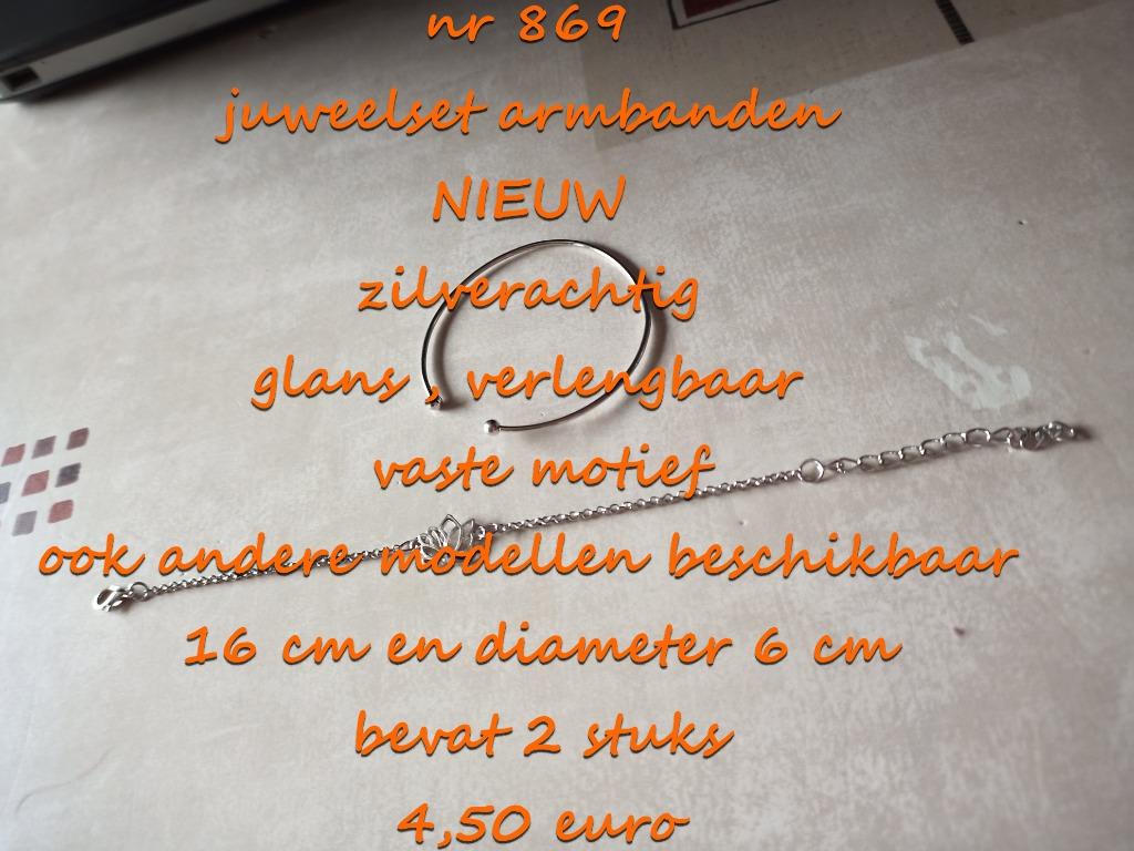 669. Juweelset : armbanden , NIEUW , verzending inbegrepen, Verzenden, Nieuw, Zilver, Overige materialen