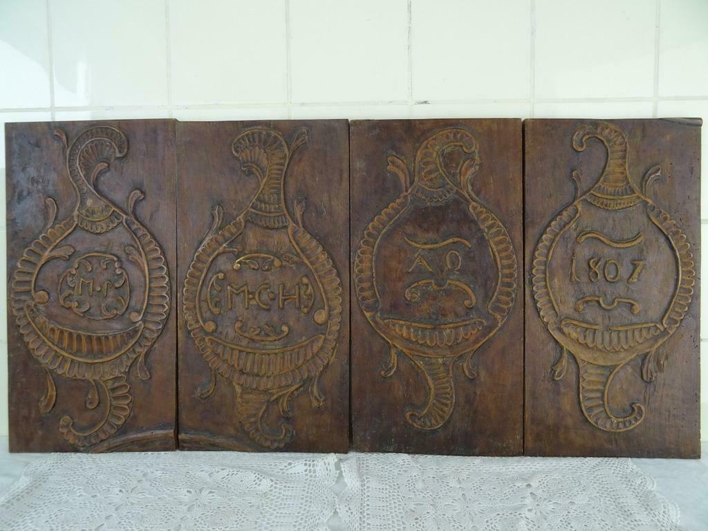 Barok antieke huispanelen 1807 houtsnijwerk curiosa kunst, Ophalen of Verzenden