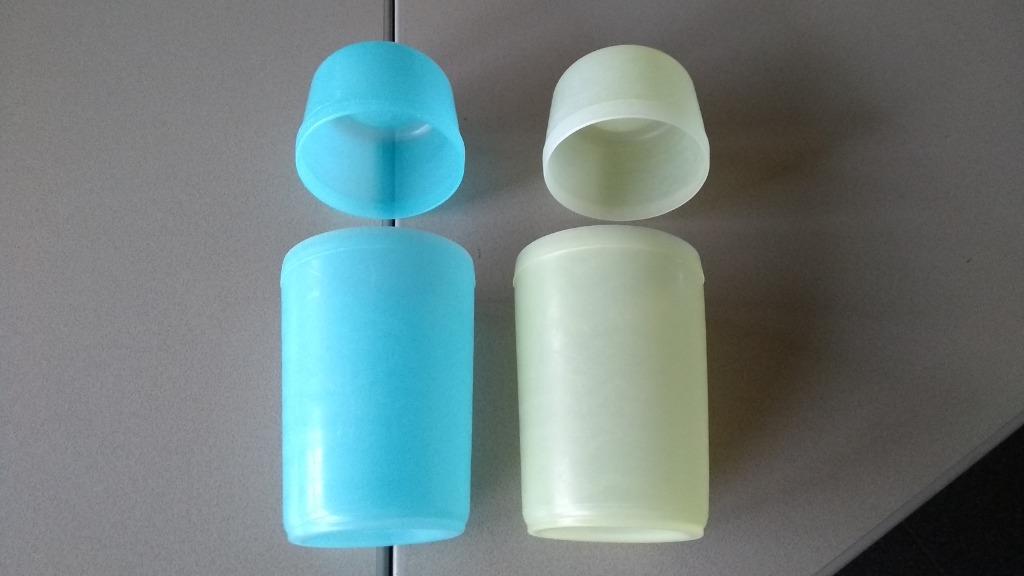Tupperware shaker eerste model pastelkleuren 300 ml, Ophalen of Verzenden, Zo goed als nieuw, Geel