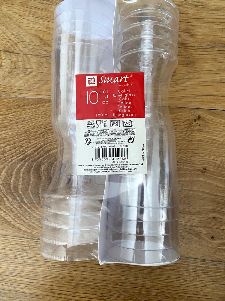 Plastic herbruikbare wijnglazen NIEUW, Neuf, Uni, Verre ou Verres, Autres matériaux