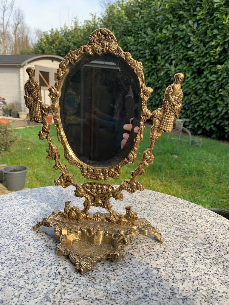 Miroir psyché en Bronze sur pied, Ovale, Moins de 50 cm, Moins de 100 cm