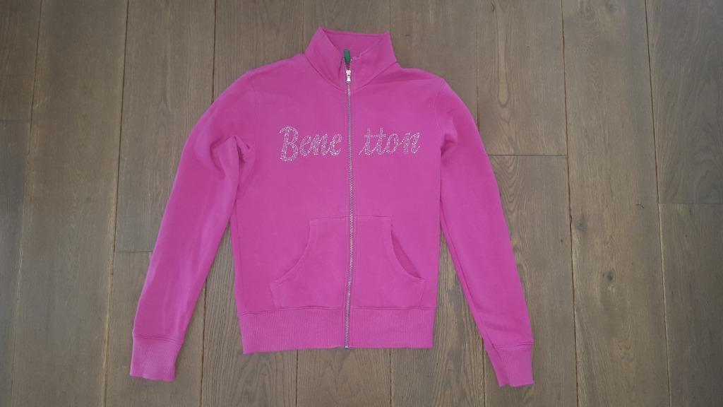 Roze vest met glitterstenen Benetton maat 146 / 152, Meisje, Trui of Vest, Ophalen of Verzenden, Zo goed als nieuw