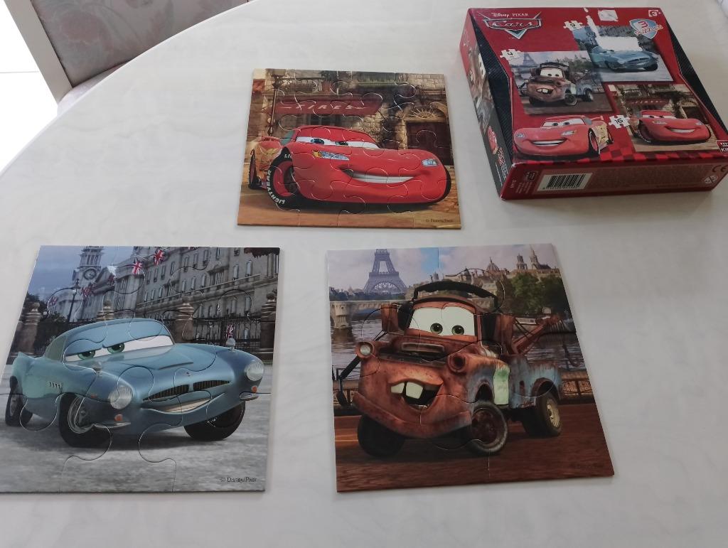 Puzzel Cars king, 3 puzzels, nog speelgoed, Ophalen of Verzenden, 10 tot 50 stukjes, Zo goed als nieuw