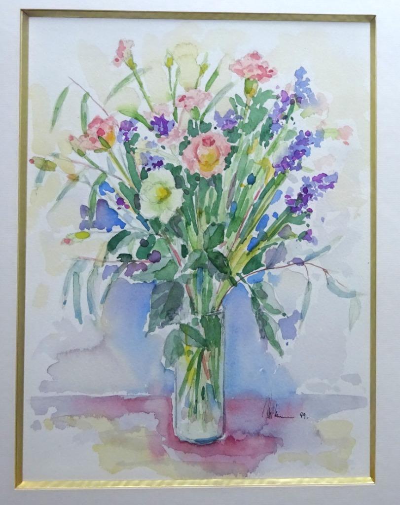 Marijke Remmerie, Aquarel, Bloemen '89, Antiek en Kunst, Kunst | Schilderijen | Klassiek, Ophalen