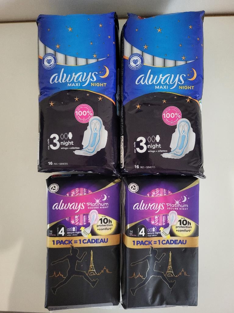 4x Always night maandverband platinum secure & maxi night, Ophalen of Verzenden, Nieuw