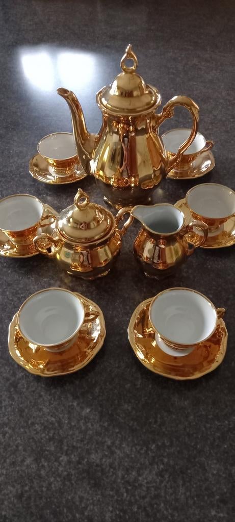 Verguld mokka servies Bavaria, Antiek en Kunst, Antiek | Servies compleet, Ophalen