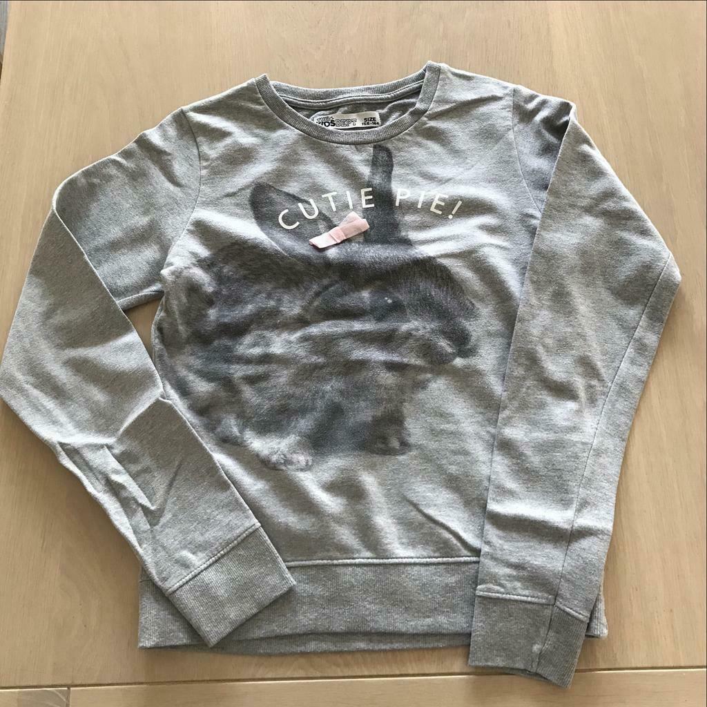 Grijze sweater met print van konijn 'Cutie Pie' - 158/164, Lola & Liza, Gebruikt, Meisje, Trui of Vest