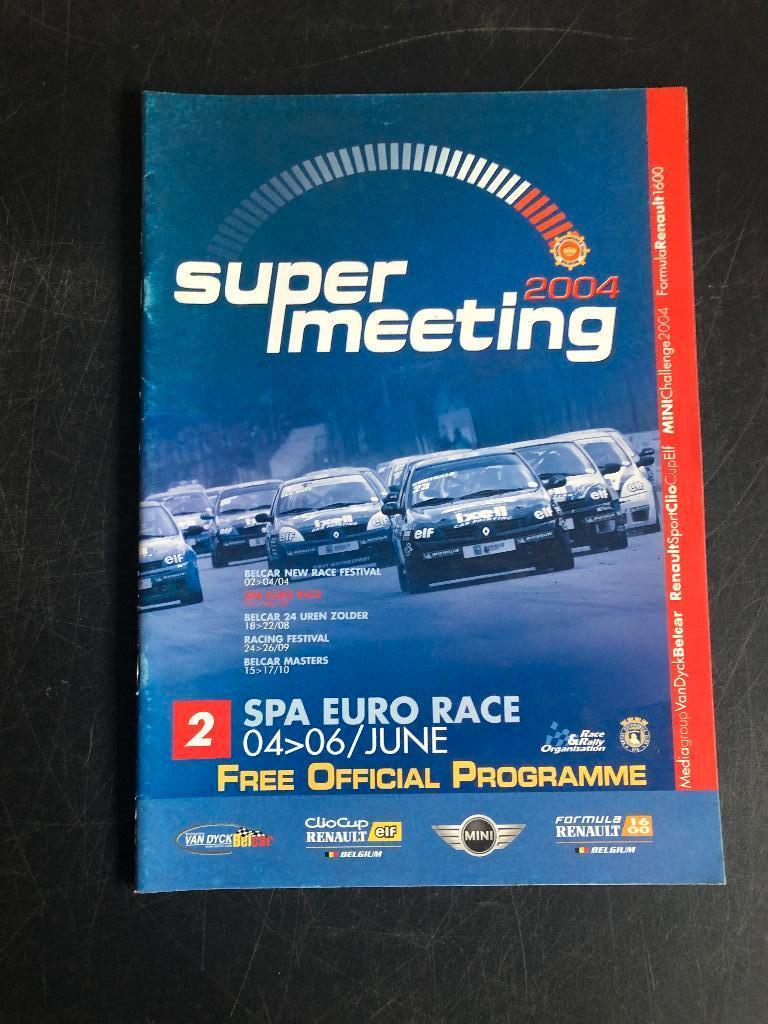 programme 2004 Spa Belcar Super Meeting Euro Race, Enlèvement ou Envoi