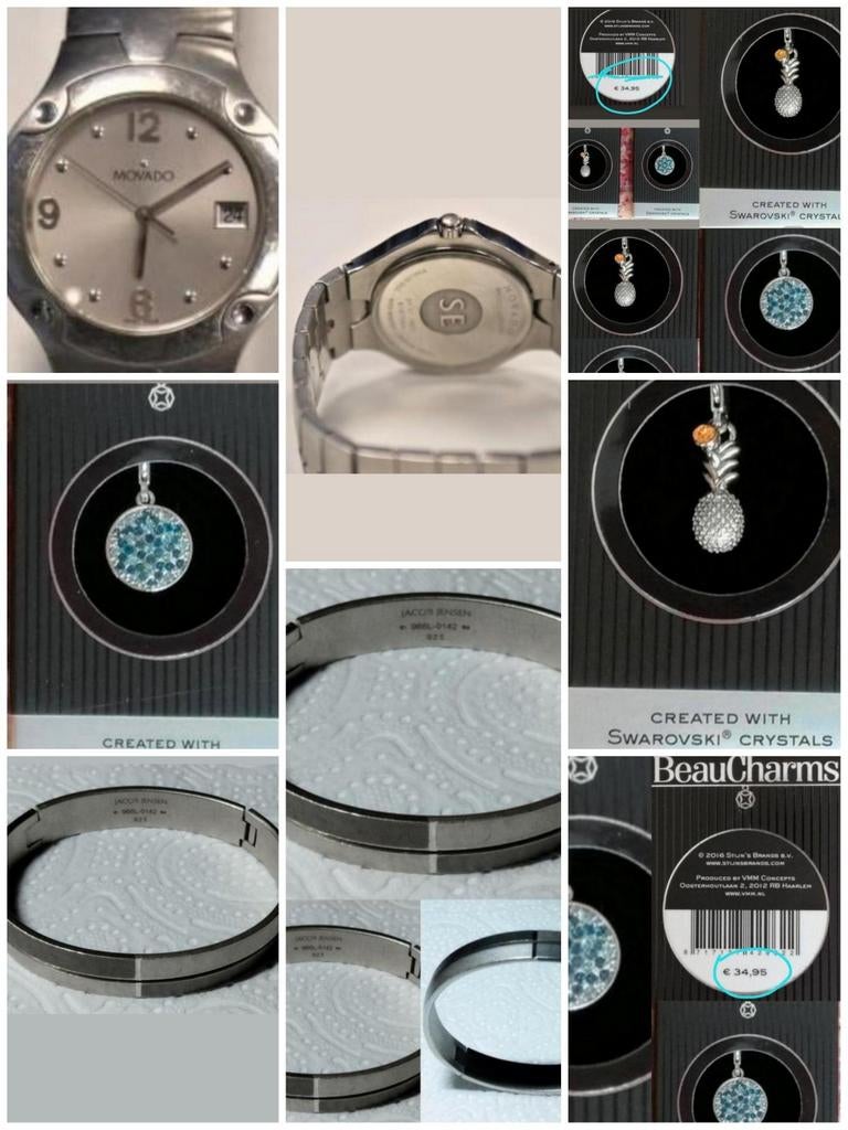 Ma ⌚ MOVADO & Mon Bracelet JACOB JENSEN 40 Charms SWAROVSKI, Ophalen, Zo goed als nieuw