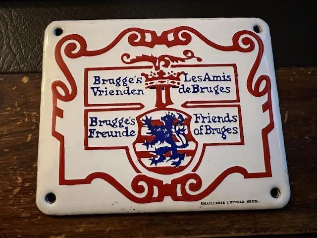 Oud emaillebordje Brugge's vrienden, L'Etoille Brussel, Antiek en Kunst, Ophalen