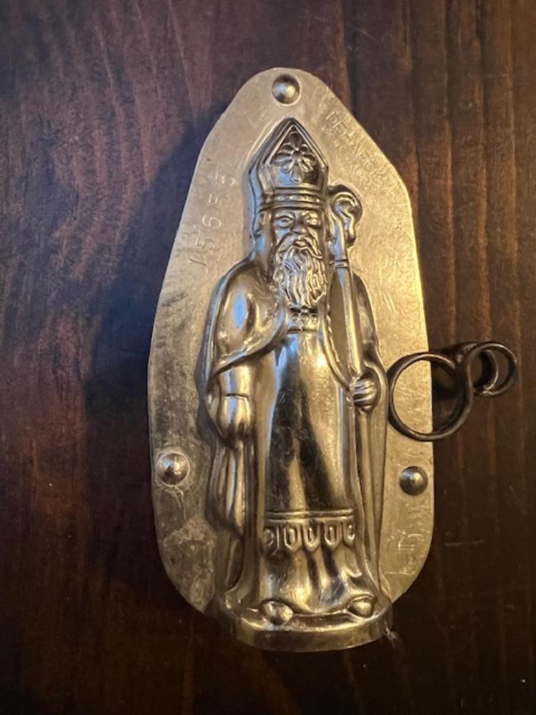 Oude kleine blikken chocoladevorm sinterklaas, Antiek en Kunst, Ophalen