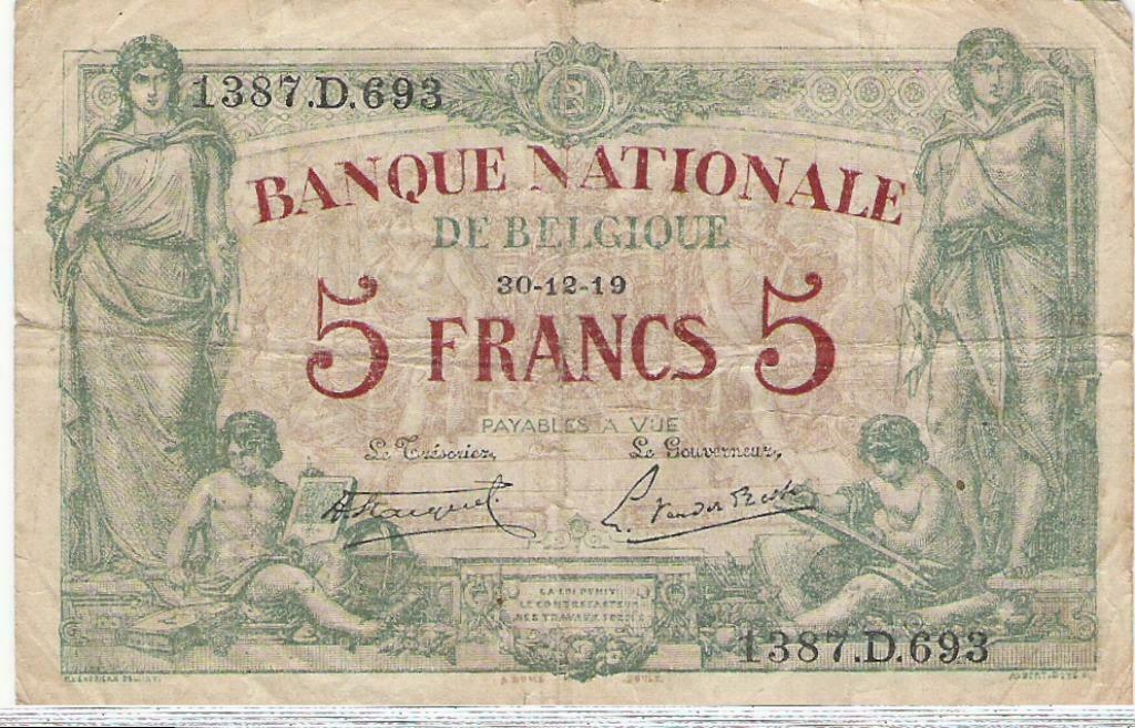 billet belge 5 franc, Ophalen of Verzenden, België, Overige waardes