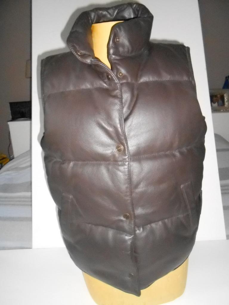 gilet en cuir avec duvet - marque River Woods, Taille 38/40 (M), Enlèvement ou Envoi, River Woods, Comme neuf