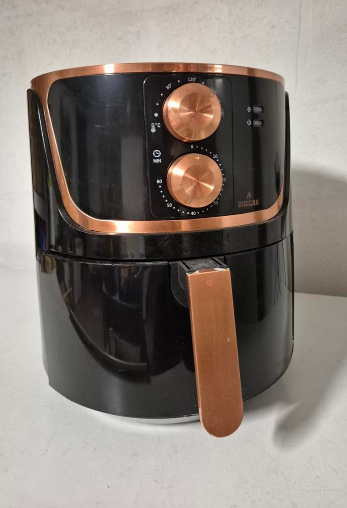 Airfryer 3,2 L van Buccan - Hetelucht Friteuse - Zwart/rosé, Electroménager, 3 à 4 litres, Enlèvement ou Envoi, Utilisé, Pan intérieur amovible
