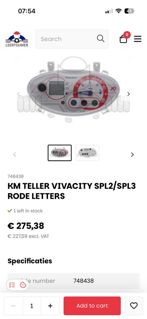 Km teller peugeot vivacity NIEUW!!!, Ophalen of Verzenden, Nieuw