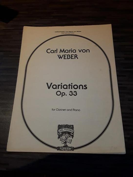 Carl Maria von Weber: Variations op. 33 for clarinet & piano, Muziek en Instrumenten, Bladmuziek, Klarinet, Gebruikt, Klassiek