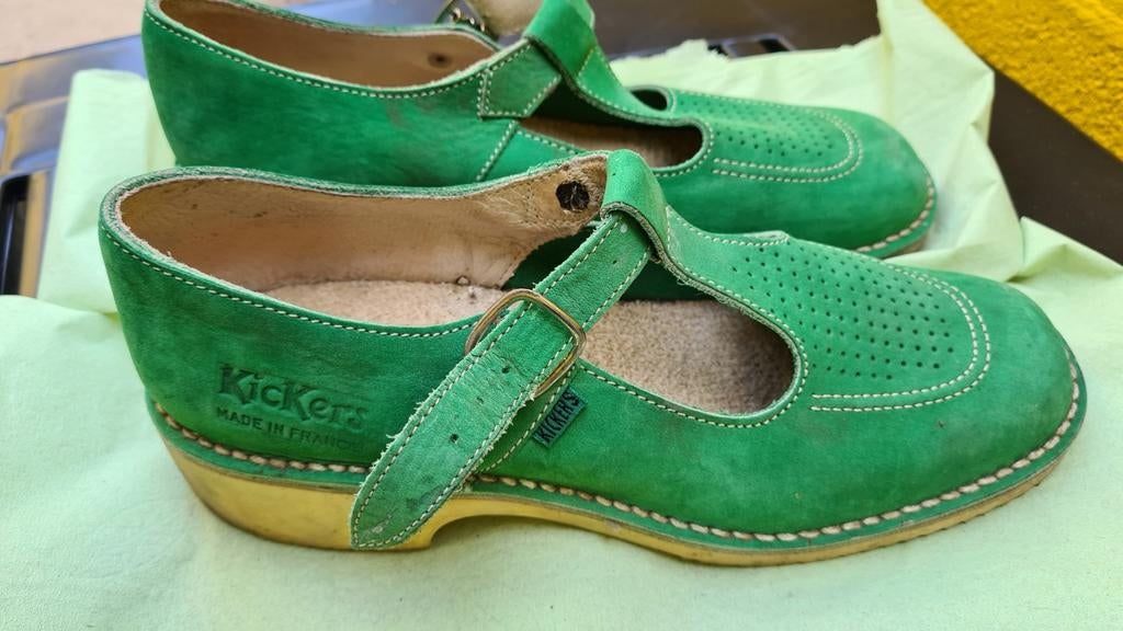 Groen leren Kickers schoenen, Kleding | Dames, Schoenen, Ophalen of Verzenden, Zo goed als nieuw, Groen