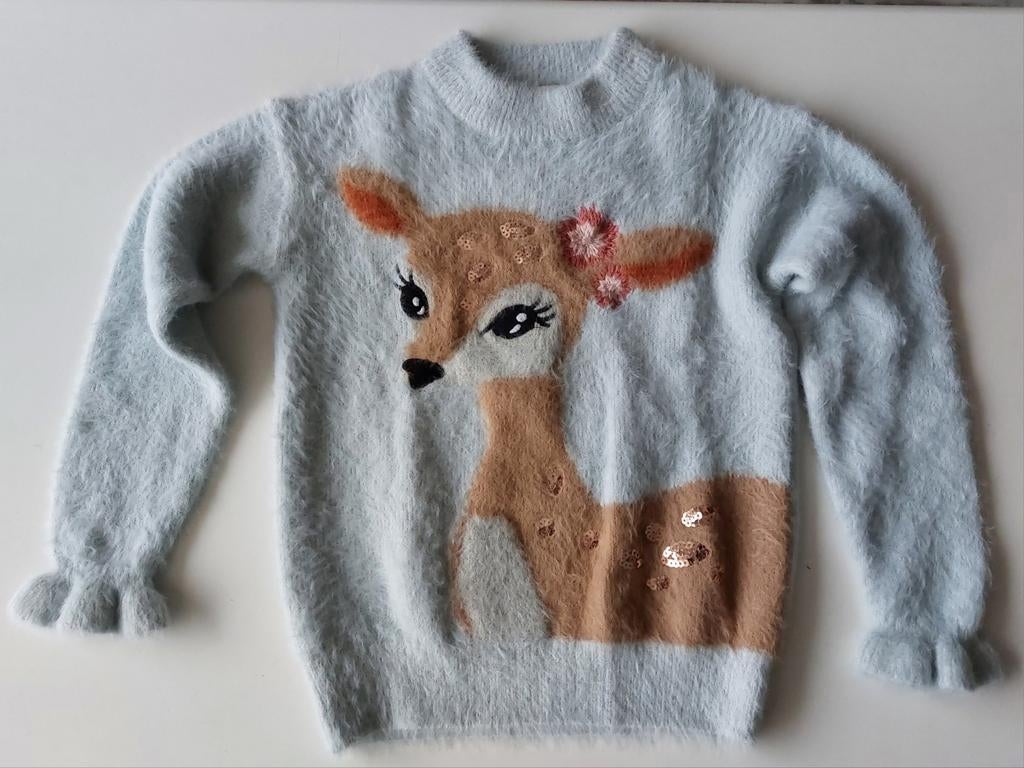 Heel zachte, warme trui met hertje op van C&A maat 128, Kinderen en Baby's, Kinderkleding | Maat 128, Ophalen, C&A, Meisje, Trui of Vest