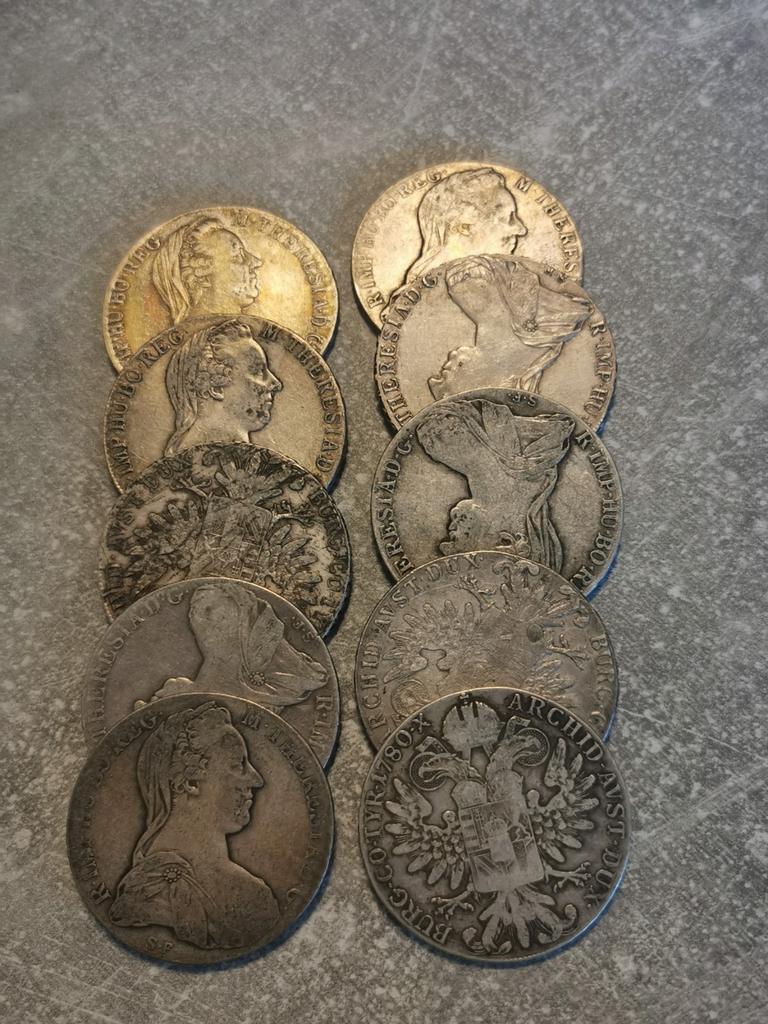 Thaler,10 stuck 1780(Restrike) Maria Theresia zilver munten., Postzegels en Munten, Ophalen of Verzenden, Hongarije, Setje, Zilver