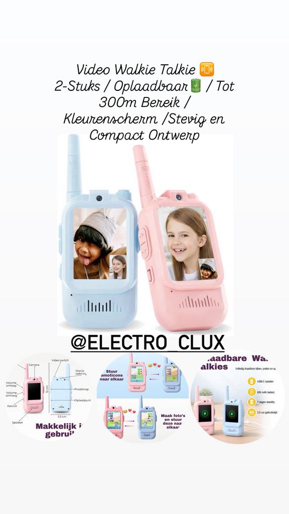 Video Walkietalkie  2Stuks / OplaadbaarTot 300m Bereik, Kinderen en Baby's, Babyfoons, Nieuw, Ophalen of Verzenden
