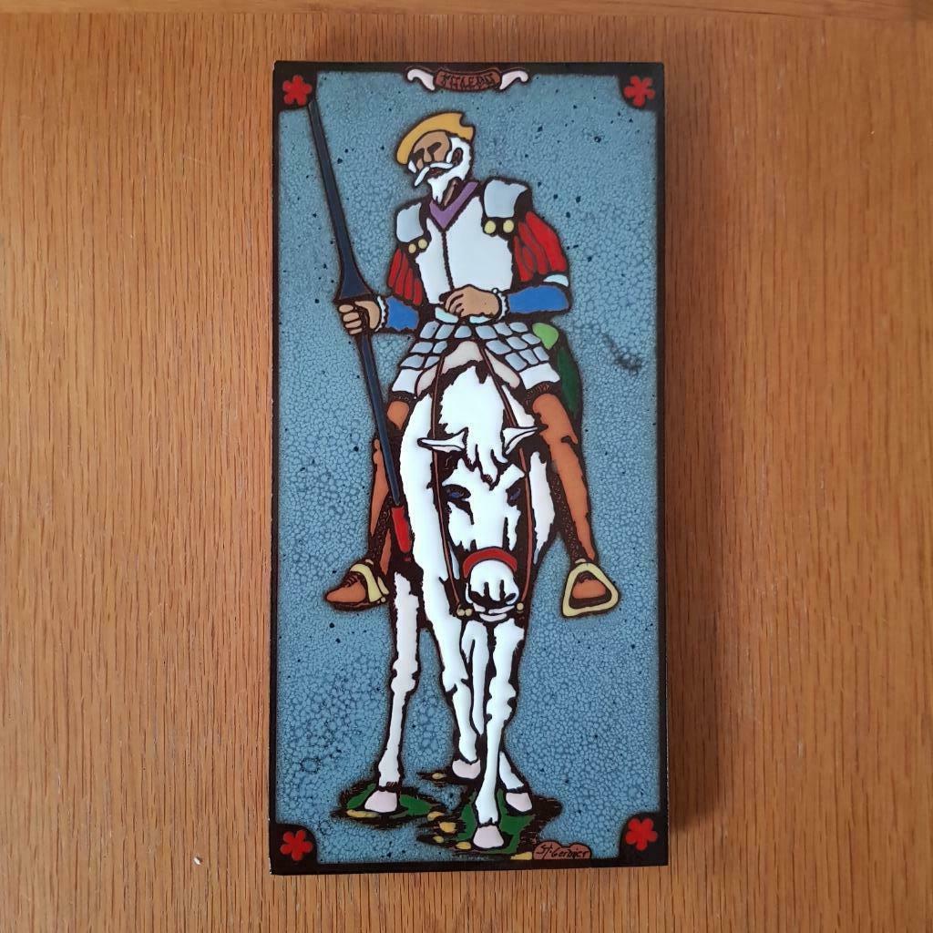 Keramische wandtegel Don Quichot, gemaakt door St. Germier, Antiek en Kunst, Antiek | Keramiek en Aardewerk, Ophalen of Verzenden