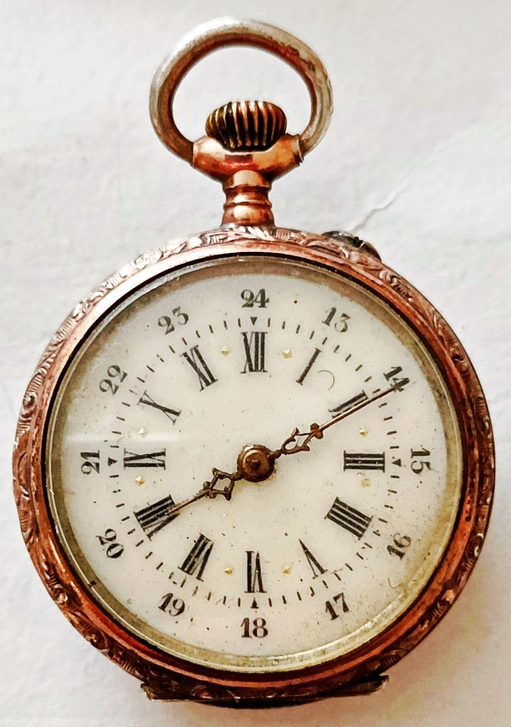 Montre de poche dame argent galonné, 8 rubis, à réparer, Enlèvement ou Envoi, Utilisé