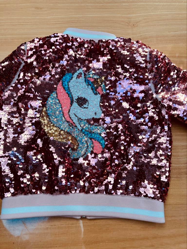Strass jas unicorn maat 104, Meisje, H&M, Ophalen of Verzenden, Zo goed als nieuw
