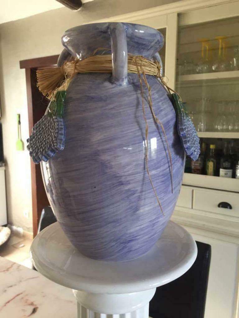 Zeer mooie PROVENÇALE vaas (blauw / mauve) 30 CM / 20 CM, Overige materialen, Blauw, Nieuw, Ophalen of Verzenden