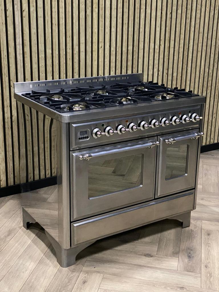 Luxe Boretti Majestic Inox Gaz 100CM + 2 Fours, Electroménager, Gaz, Gril, Comme neuf, 5 zones de cuisson ou plus